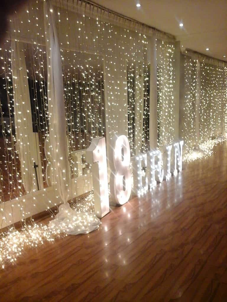 18th birthday with fairy lights