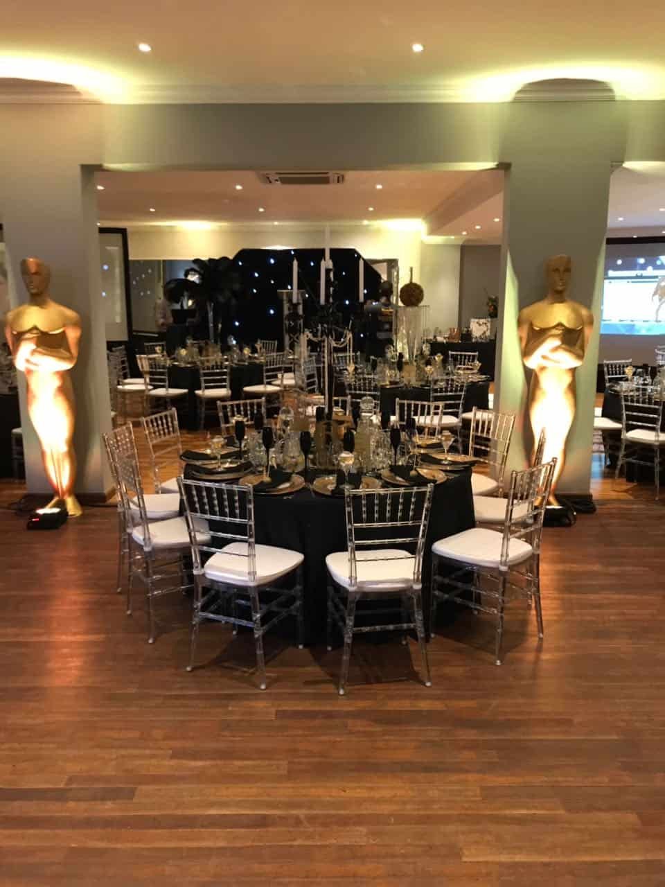 oscar party with black and gold colour scheme